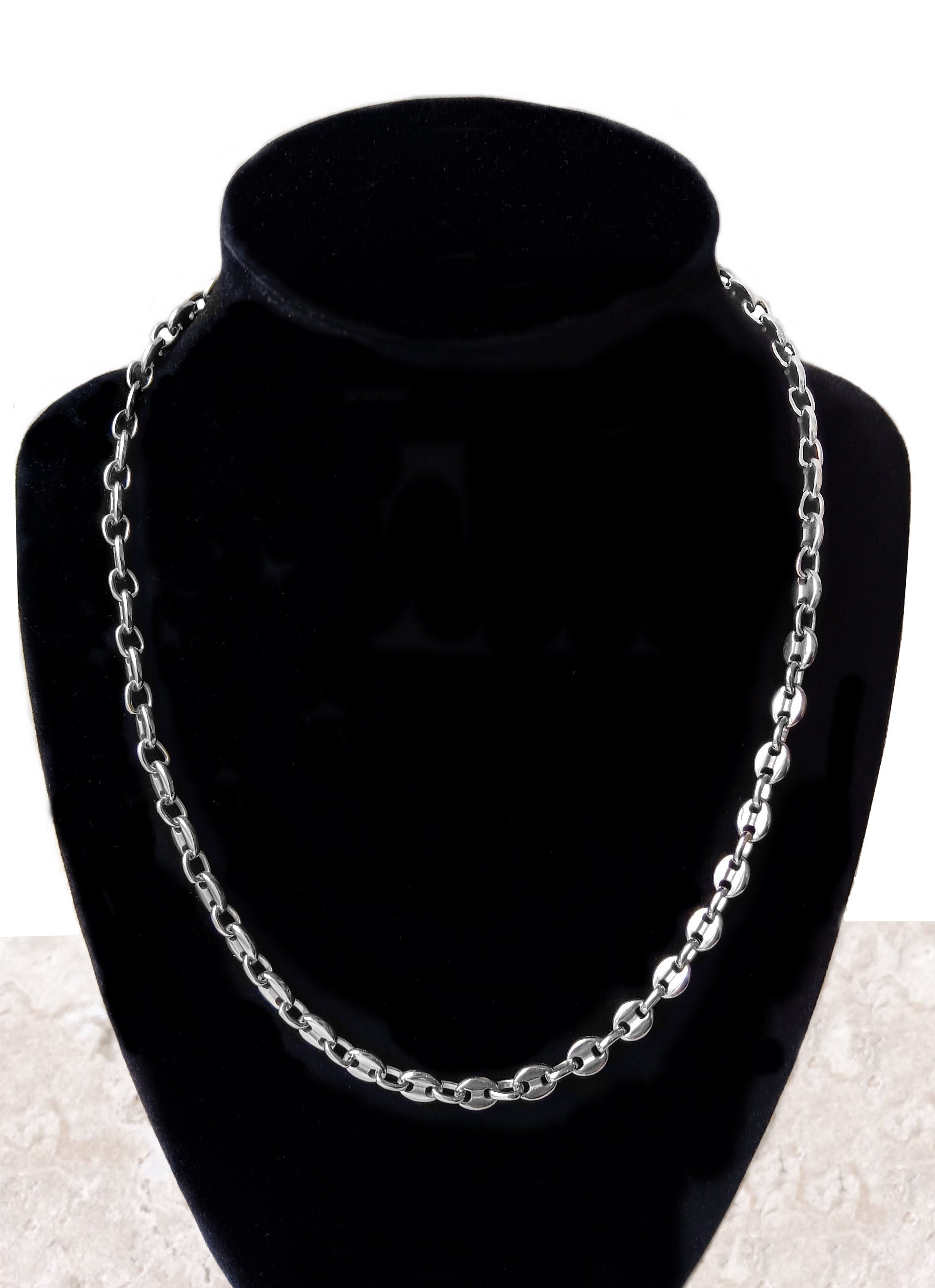 5mm Coffee Bean Silver Shiny Color Stainless Steel Necklace Bracelet Chain Unisex Customisable Size Unique Strong Jewelry Tarnish Resistant